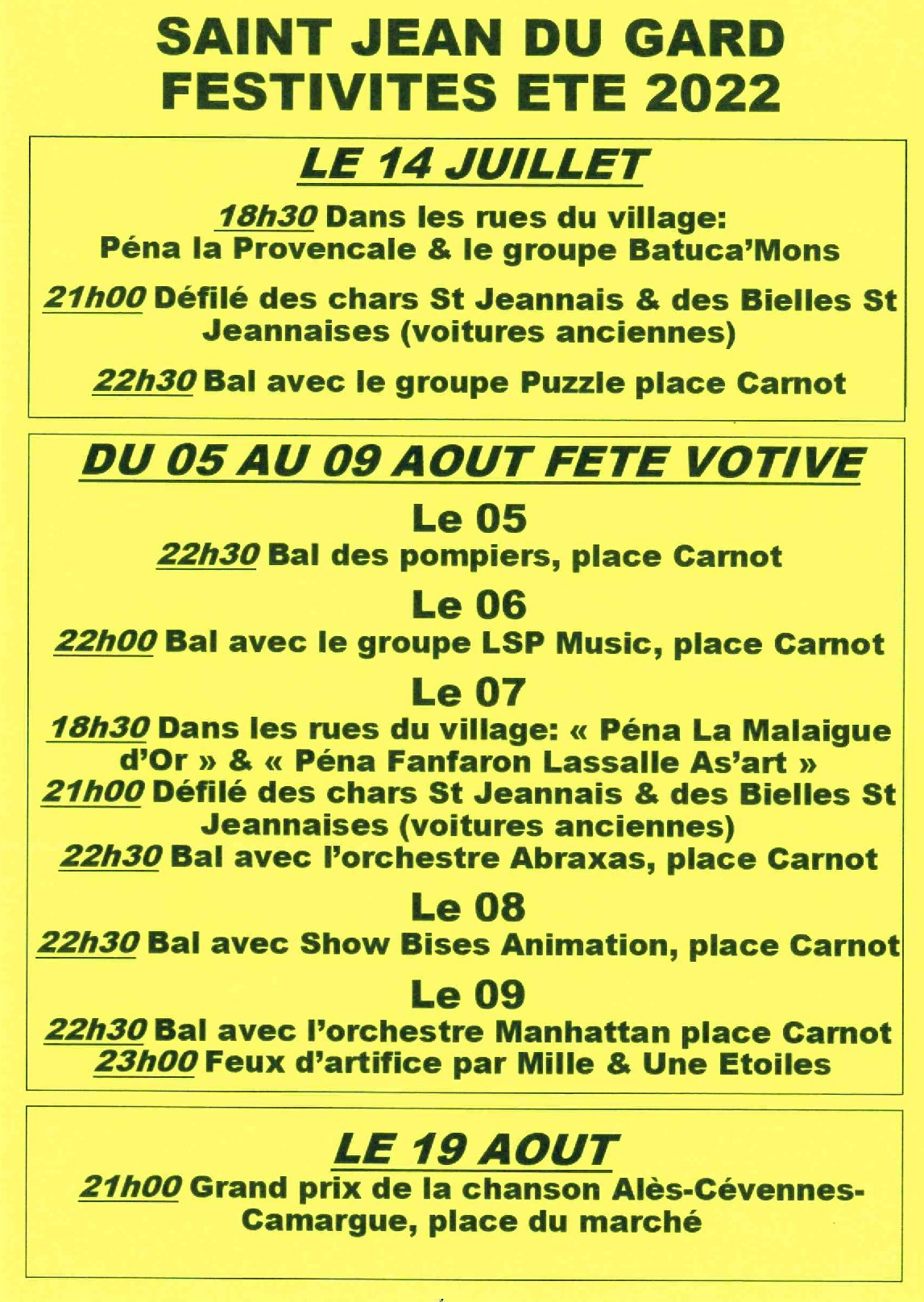 programme festivites
